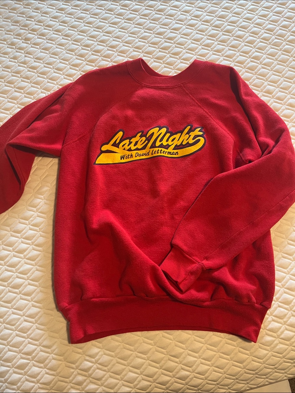 Red sweatshirt vintage David letterman